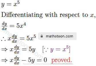 y=x^5 then x dy/dx-5y=0